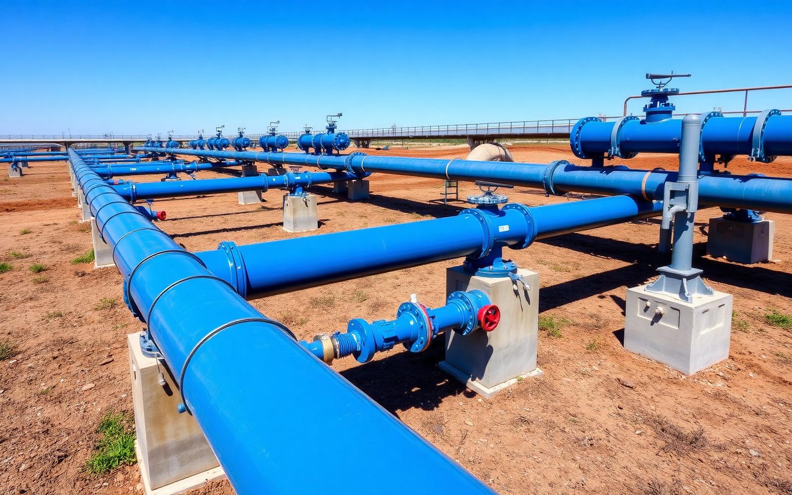 Infraestrutura industrial de adutoras e ativos distribuídos em campo