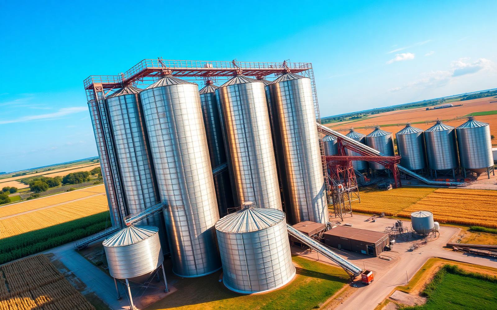 Silos e infraestrutura de armazenagem agroindustrial com telemetria